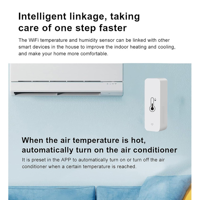 WiFi Hygrometer Thermometer Sensor: Smart Temperature Humidity Monitor, with Remote Monitoring and TUYA APP Notification Alarm, No Hub Required, Works with Alexa (2-Pack)