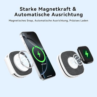 Зарядна станція 2-в-1 для Apple Watch та iPhone MagSafe (20W, чорна) - сумісна з iPhone 17e/Air/17/16/15/14/13/12, Apple Watch Series 11/10/9/8/7/6/5/4/3/2/SE/Ultra, AirPods