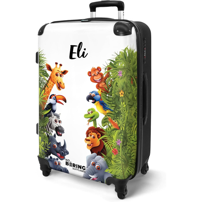 Дитячий валіза-роликовий колір зелений та білий з ім'ям, 55x40x20см, ручна поклажа, валіза для хлопчика з принтом 'РеннАвто', легкий, персоналізований