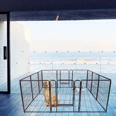 Набір вольєрів для собак SUBTLETY з дверима та ґрунтовими анкерами. Фолдіруваний вольєр для собак, загін для цуценят, захисний загін для тварин. Підходить для саду, кемпінгу (12 шт.)