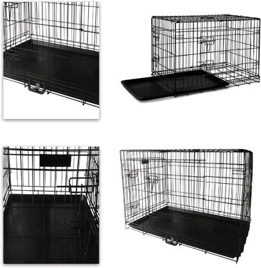 Клітка для собак 60x43x48 см, складана переноска з металу для собак, 2 дверцята, переноска для тварин, авто-переноска, клітка для собак Small