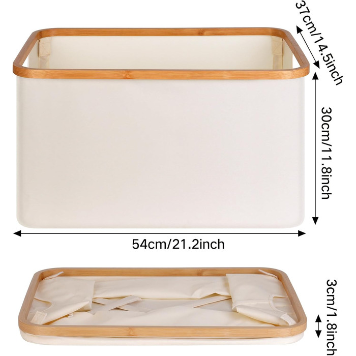 Efluky Foldable Laundry Basket 60L, Bamboo Fabric Foldable Storage Basket, Collapsible Storage Laundry Basket, Laundry Baskets for Bedroom Bathroom (Beige)