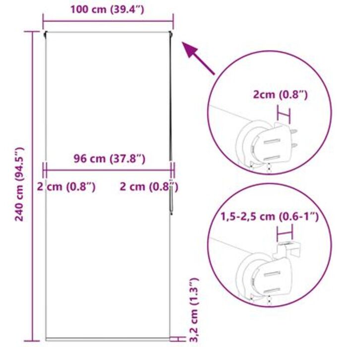 Текстильна штора для душу vidaXL, 100 x 240 см
