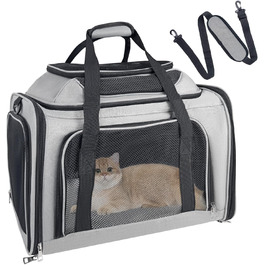 Транспортна сумка для кота, переноска для кота та собаки, сіра, 43x28x28 см