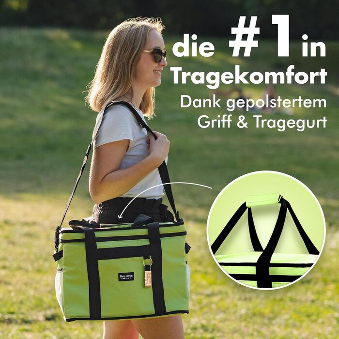 Large Cooler Bag 30L +12h Cooling - Ideal for Shopping, Car & Work - Insulated Bag, Thermos Bag, Lunch Bag & Picnic Bag - Large Cooler Bag - Lunch Bag for Men - Lunch Bag (Green - 30L)