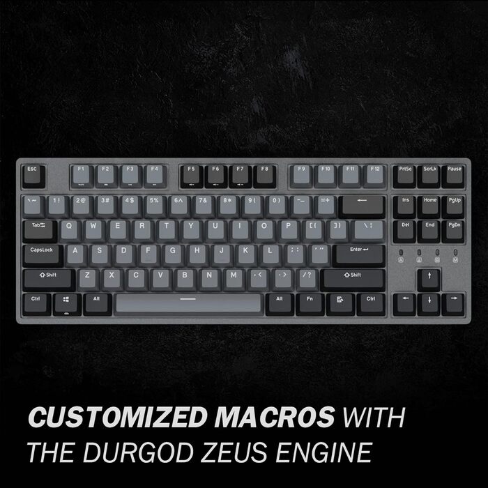 Механічна клавіатура DURGOD Taurus K320 TKL | 87 клавіш | USB-C | PBT кейкапи | Програмовані клавіші | NKRO | Windows & Mac (Space Grey, Cherry Clear)