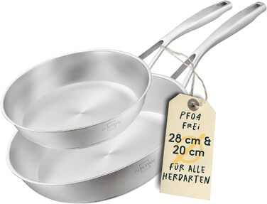 SILBERTHAL Stainless Steel Frying Pan Set - 3 Piece - 8, 9.5, and 11 inch - Induction Compatible, Non-Stick, Oven Safe up to 250° - Uncoated