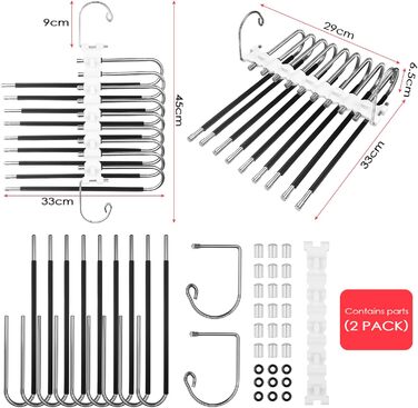 Фальшбагети для штанів 2 шт. з нержавіючої сталі, складні, з антиковзким покриттям. Підходять для штанів, одягу, рушників, шарфів, джинсів