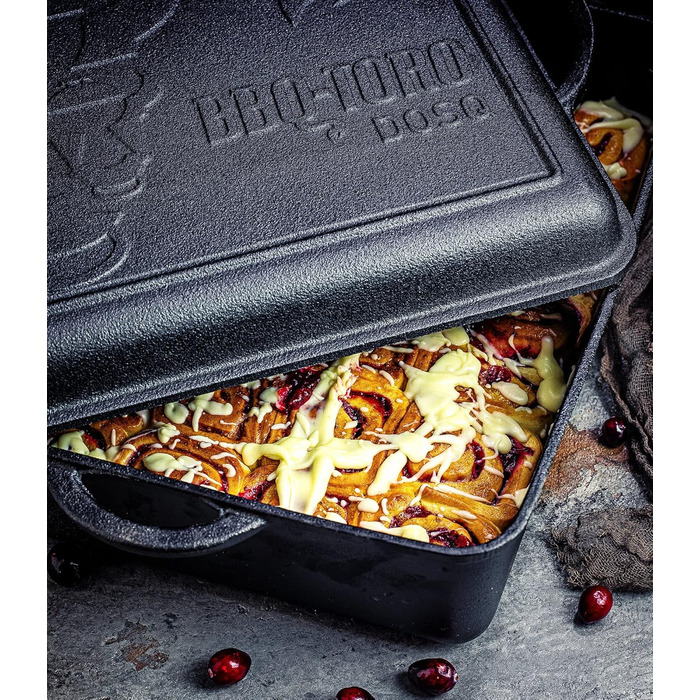 Чавунний казан BBQ-Toro Dutch Oven з кришкою, 10,5 л, попередньо підготовлений, для запікання та тушкування