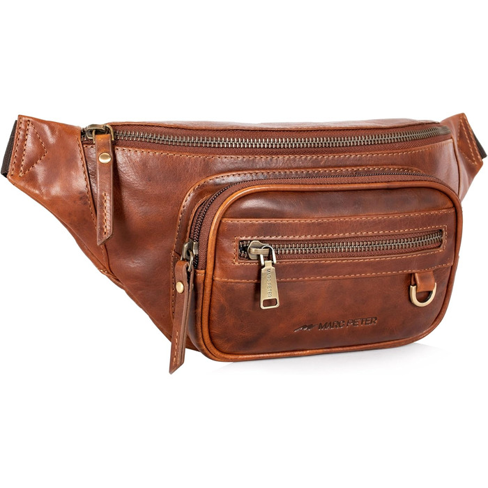 Чоловіча поясна сумка Marc Peter® Varadero з натуральної шкіри Наппа | Перехресна сумка на пояс для чоловіків та жінок | Шкіряна сумка через плече | Hip Bag | Колір: Восковий коричневий