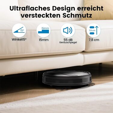 Робот-пилосос AIRROBO P25: потужність 2800 Pa, для твердих поверхонь та килимів, керування через додаток, 120 хв роботи, з пультом дистанційного керування (чорний)