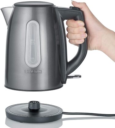 Електричний чайник SEVERIN WK 9540 сірий металік/чорний, 1,0 л, 2200 Вт, Single