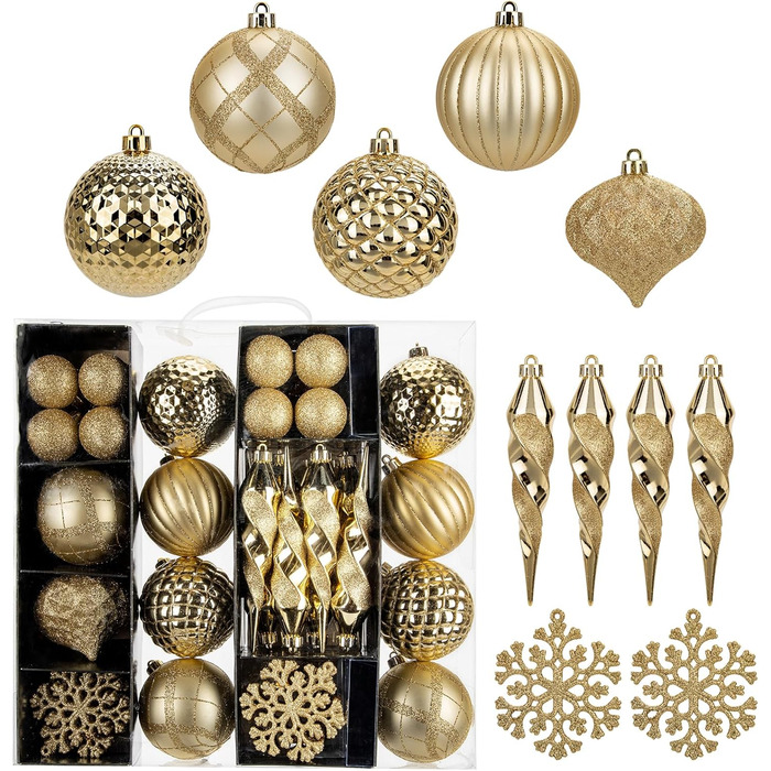 50 блакитних новорічних куля для прикраси ялинки, нес broken, з золотим ефектом