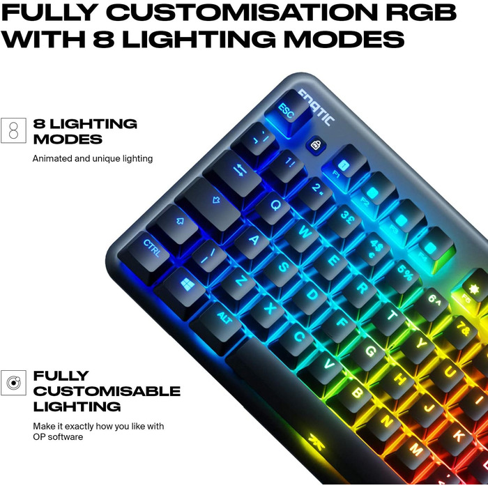 Механічна ігрова клавіатура Fnatic Gear miniSTREAK з LED RGB-підсвічуванням, клавіші Speed Silver, компактний формат 65%, QWERTY (DE/US)