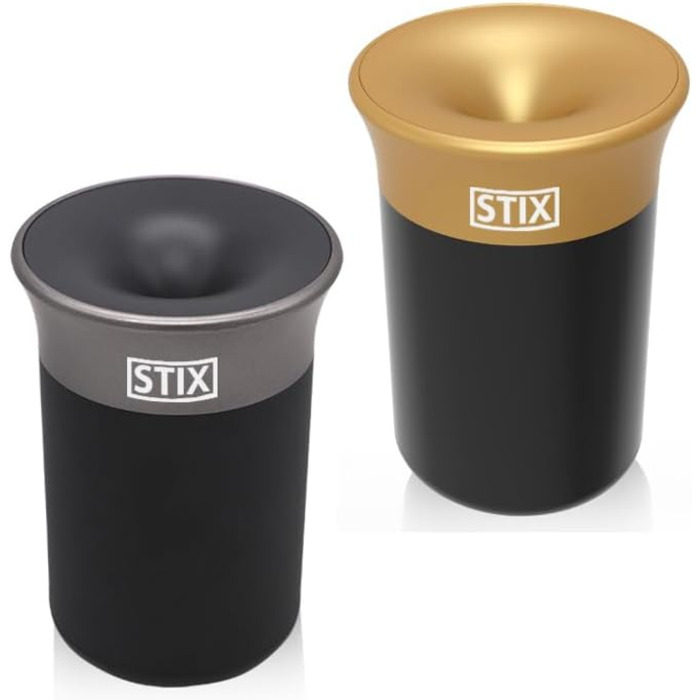 STIX-Becher Auto Aschenbecher (2-piece SET) compatible with IQOS Iluma Prime One Terea, Duo 3 Heets, GLO Neo Tobacco Sticks - gold + grey