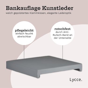Сидіння для лавки Lycce, сіре, екошкіра, 40 см, з фіксаторами
