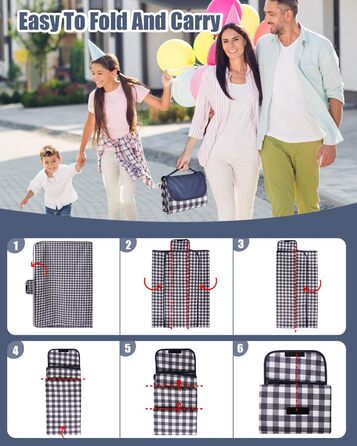 Плед для пікніка LIVEHITOP водонепроникний XXL (150x200 см) синій в клітку - для пляжу, кемпінгу, парку, BBQ