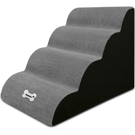 Сходинки для собак Galatée: зручні та безпечні сходи для високих ліжок та диванів, 4 сходинки, миючий чохол, густа піна, портативні, світло-коричневі (сірий)