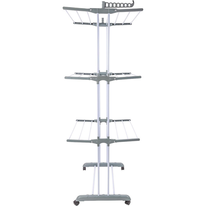 Сушарка для білизни H&F Turmwäscheständer 4-ярусна на колесах з гальмами, 170 см, до 40 кг