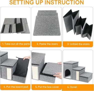 Сходинка для собак Petizer: складана, регульована висота, з коробкою для зберігання, для маленьких собак, кошенят та цуценят