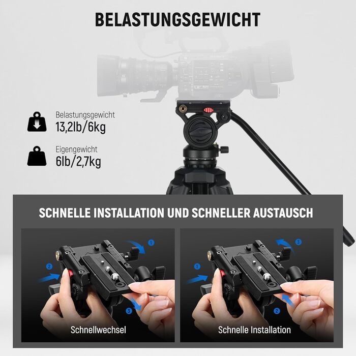 Штатив для камери Neewer з пливним упором TP73 для DSLR, Camcorder, DJI Gimbals, Manfrotto QR Plates, до 6 кг