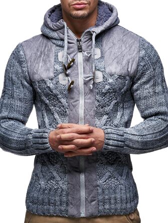 Кардиган чоловічий Leif Nelson з капюшоном та блискавкою - в'язана спортивна куртка для чоловіків, сірий (4XL)