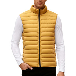 Чоловіча степкова жилетка з коміром, легка зимова жилетка, тепла робоча жилетка, спортивна жилетка з кишенями, для гольфу, піших прогулянок, жовта, XS