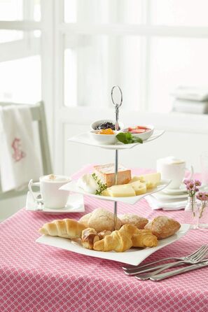 Maxwell & Williams RP11703 3-Tier Etagere, Square Plates, White Porcelain, Motion, Curved Corners – Gift Box