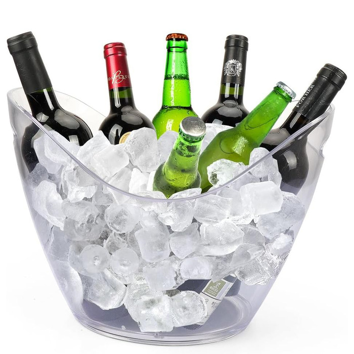 Емальований відро для шампанського 8L, відро для льоду, охолоджувач для вина та шампанського, велике відро для льоду, контейнер для фруктів та овочів (прозорий)