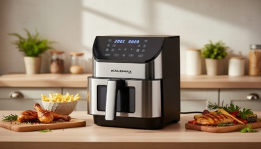 Аерофритюрниця KALEMAX без олії, 8 л, 1800 Вт, срібляста