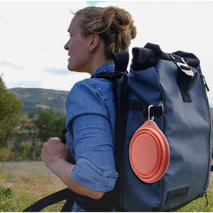 SLSON 2 миски для собак та котів, інтегровані, складні, без краю, з пластику, 600 мл (сірий + рожевий)