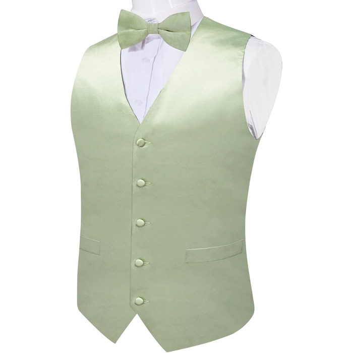 Жилет чоловічий DiBanGu з атласу та краваткою-метеликом, Salbeigrün (M) – для весілля та свят