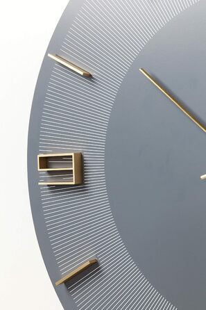 Kare Design Wall Clock Leonardo, /Gold, 49cm Diameter, Modern, Aluminum, Round, Clock for Living Room, Bedroom, Office, Battery not included (Gray)