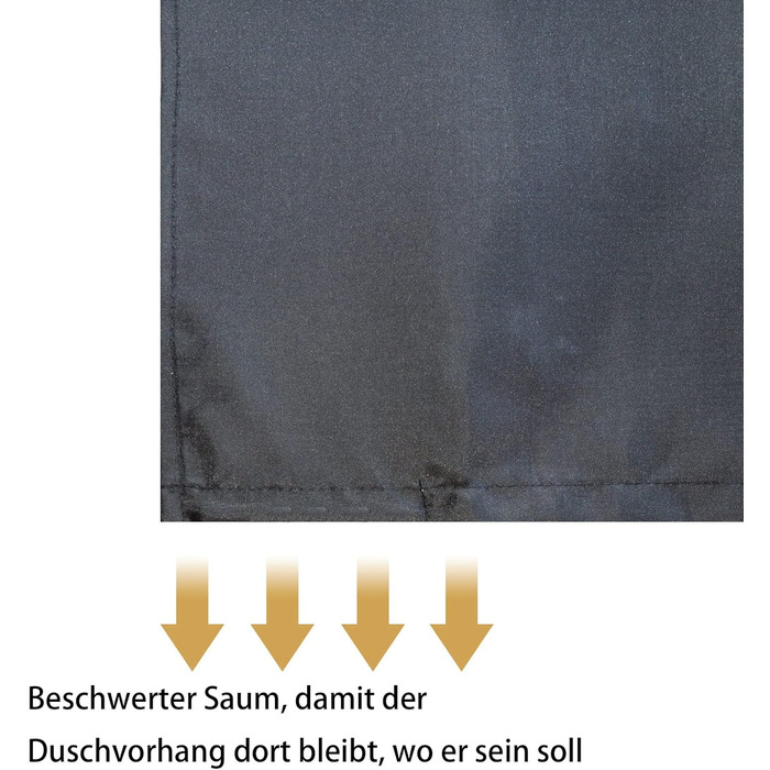 Штора для душу YISURE 150x150 см чорна, текстильна, поліестер, з металевими люверсами, машинне прання