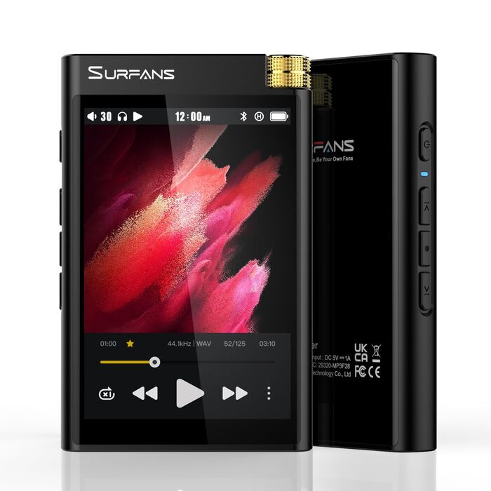 Surfans HiFi Bluetooth MP3 плеєр F28: портативний музичний плеєр з Hi-Res аудіо, 64GB, підтримка до 512GB, 3.5