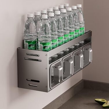 Стильна підставка для спецій з 5 сірими баночками: настільна, настінна, без свердління