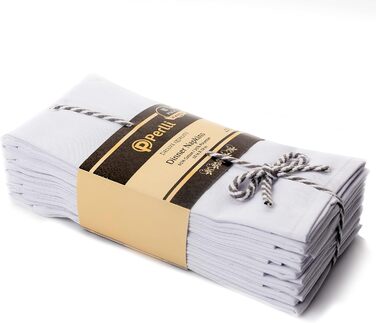 Perlli Kitchen Cloth Napkins, 12 Pieces, 45.7x45.7 cm, Cotton Blend Fabric, Soft Fabric with Hemmed Edges, White Dinner Napkins, Washable, Reusable, Table Decoration, White