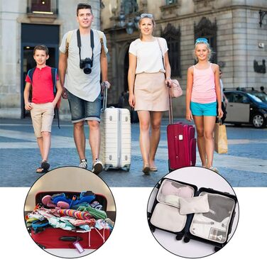 Органайзер для валізи OSDUE, набір 6 шт. (рожевий/бежевий), Packing Cubes, водонепроникні сумки для подорожей