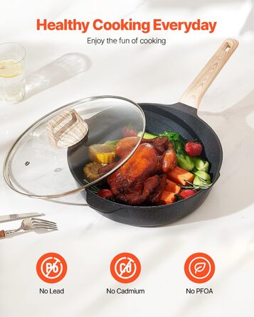 Набір посуду VEVOR індукційний 19 предметів з кришками, антипригарне покриття, для плити, кухні, кемпінгу - чорний