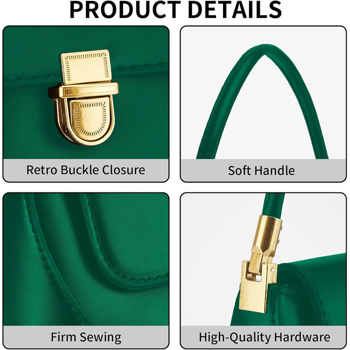 Жіноча сумка-клатч вінтажний стиль, екошкіра, зелений колір. Ретро сумочка з застібкою-пряжкою