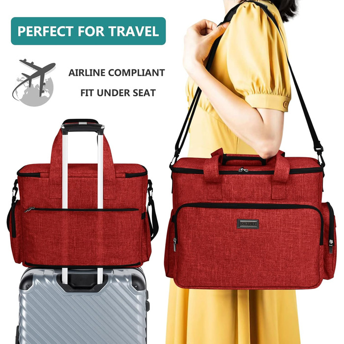 Сумка для собак Baglher, переноска для тварин (усі аксесуари для подорожей з тваринами), з 2 контейнерами для корму та 2 складаними мисками з силікону; незамінний набір для подорожей з домашніми тваринами, червона (L)