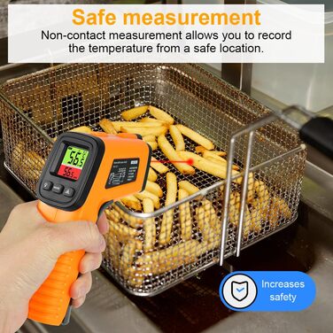 Інфрачервоний термометр HOTUT з лазерним цільцем -58°F~1022°F (-50°C~550°C) з термометром для м'яса, для приготування їжі, барбекю, промисловості