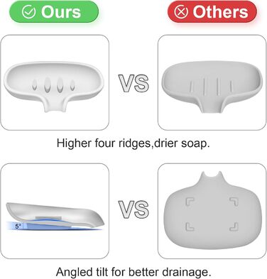 Силіконова мильниця SUBEKYU з підставкою для стікання води, 2 шт, білий колір