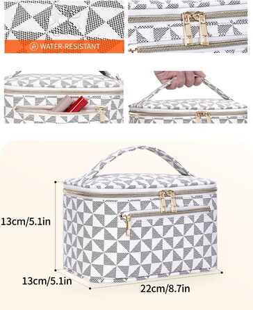 Косметичка для жінок, велика дорожня косметичка для макіяжу з відділенням для пензлів, органайзер, культиватор, шкіра PU, портативна сумочка для макіяжу, зелена (запатентовано) (шахматна дошка)