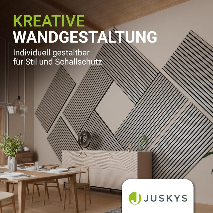 Акустичні панелі Juskys для стін, набір 4 шт (2,88 м²), 120x60 см, шумопоглинаючі декоративні панелі від луни та шуму, колір Дуб (Світлий натуральний дуб)