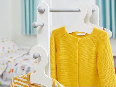Children's clothes rack with extra storage space and clothes hangers, children's clothes rack, wooden clothes rack with storage, toddlers, children's clothes rack, white and gray