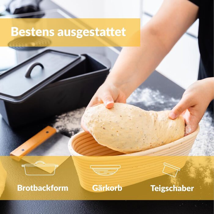 Chefaron Cast Iron Bread Baking Pan with Lid - Baking pan for bread and cake - cast iron bread pot - loaf pan baking roasting rectangular - cast iron pot bread baking - 28 x 12 cm rectangular loaf pan