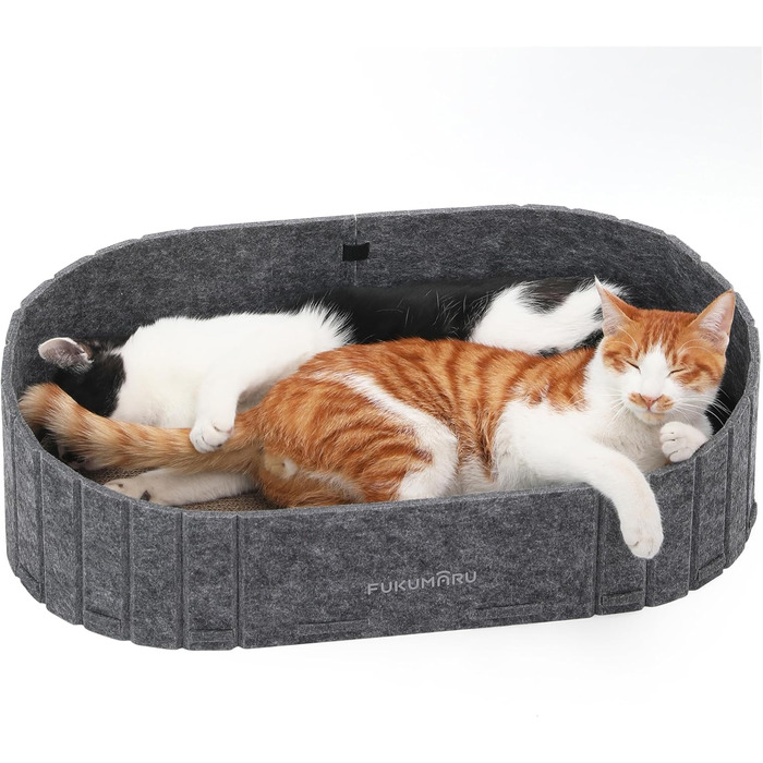 Кразбокс для котів FUKUMARU: диван з картону та фетру, 61 см, сірий