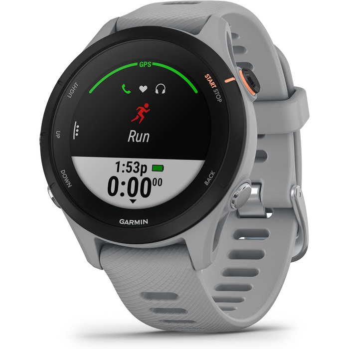Garmin Forerunner 255 – GPS-годинник для бігу з індивідуальними планами тренувань, детальною аналітикою та функціями для бігу. 1.3' дисплей, до 14 днів роботи від акумулятора, водонепроникний (Non-Music, 41 мм, світло-сірий)