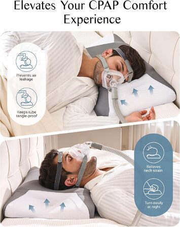 Ергономічна подушка з ефектом пам'яті (Memory Foam) для шиї та голови, дихаюча наволочка, підходить для сну на боці, спині та животі, темно-сіра, 65 x 40 x 9/11 см